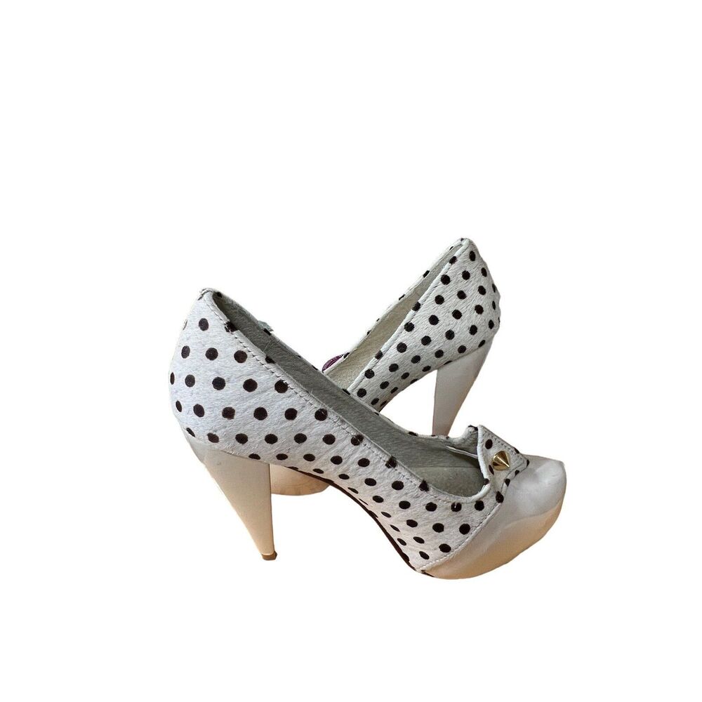 Covington By‎ Samanta Womens 6.5M High Heel Dressy Pump Brown Polka Dots Beige